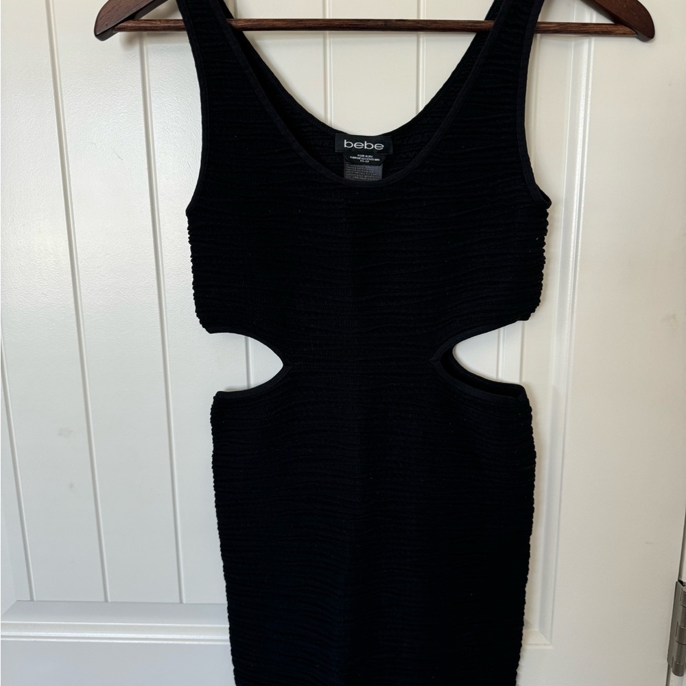 Bebe Sexy Textured Black Cutout Dress